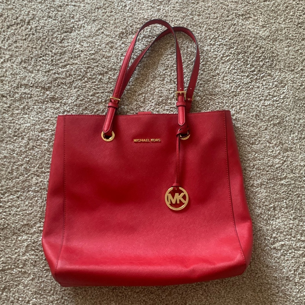 Michael Kors NWT Red Jet Set Travel Tote